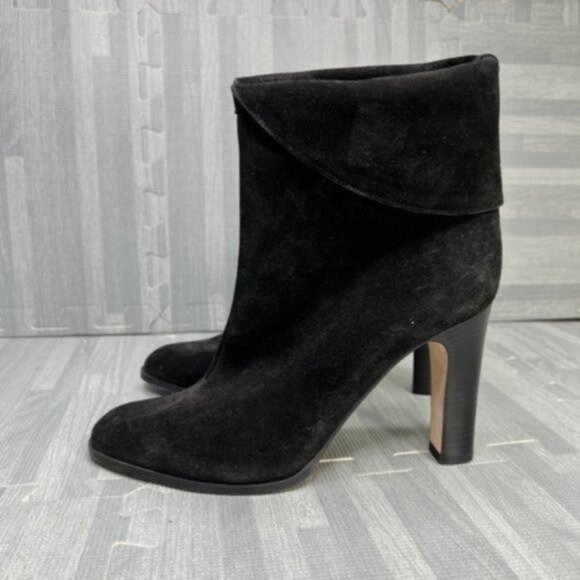 Michael Kors Suede Ankle Boots Black Women Size 8 Fold Over - Picture 1 of 7